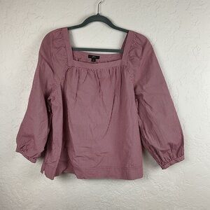 Women’s J Crew Red Gingham Square Neck Top Size Large